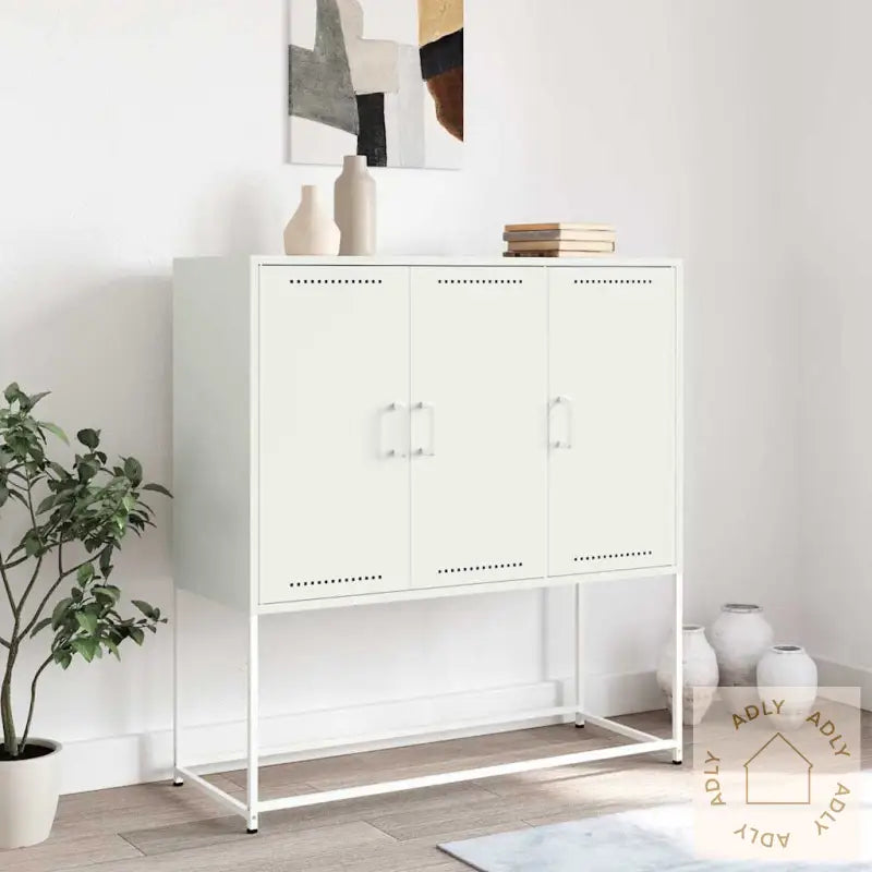 Highboard Hvit 100,5X39X107 Cm Stål