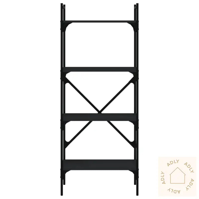 Bokhylle 4 Etasjer Svart 56X31,5X138,5 Cm Konstruert Tre