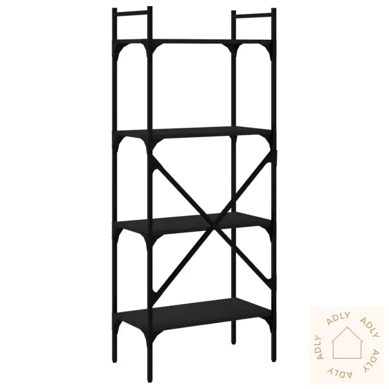 Bokhylle 4 Etasjer Svart 56X31,5X138,5 Cm Konstruert Tre
