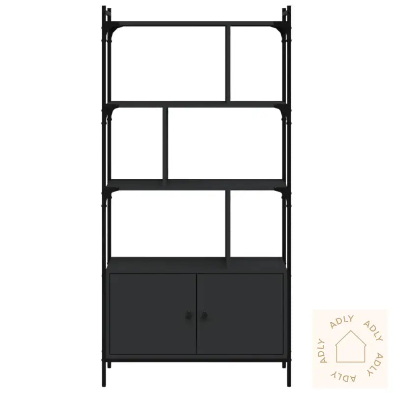 Bokhylle Med Dører Svart 76,5X30X154,5 Cm Konstruert Tre