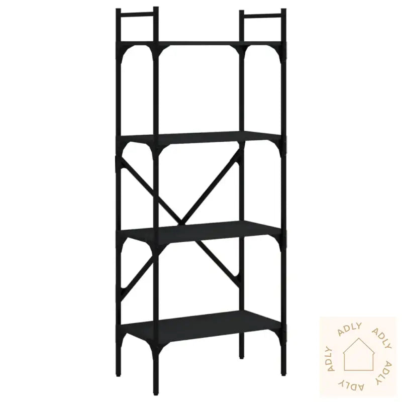 Bokhylle 4 Etasjer Svart 56X31,5X138,5 Cm Konstruert Tre
