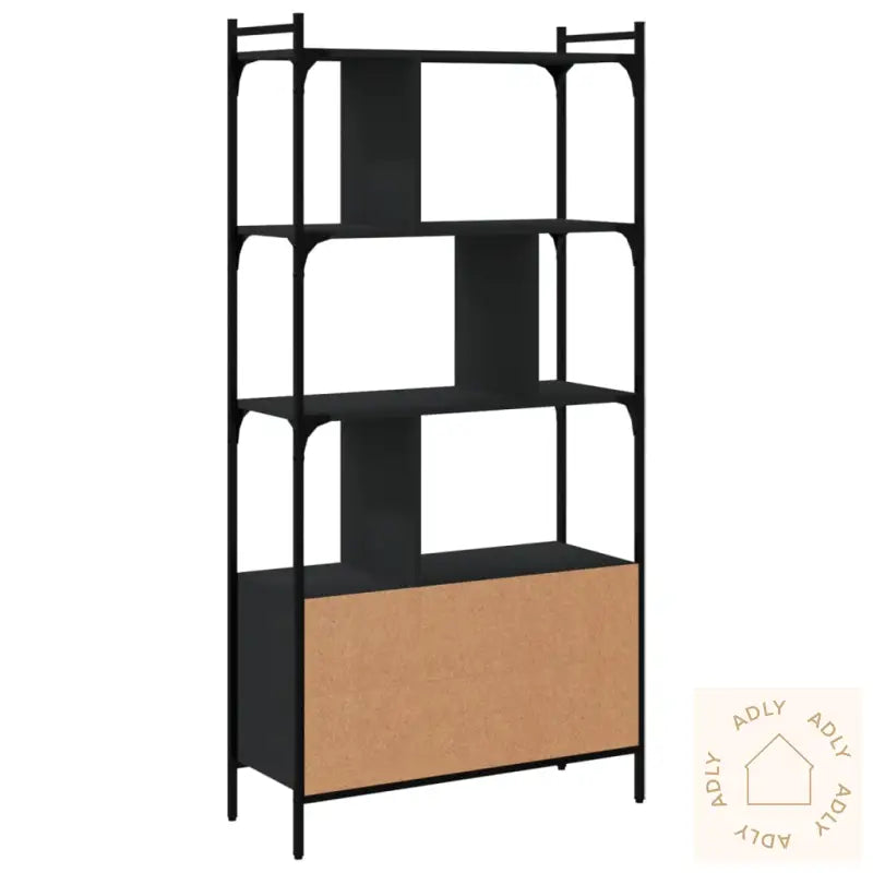 Bokhylle Med Dører Svart 76,5X30X154,5 Cm Konstruert Tre