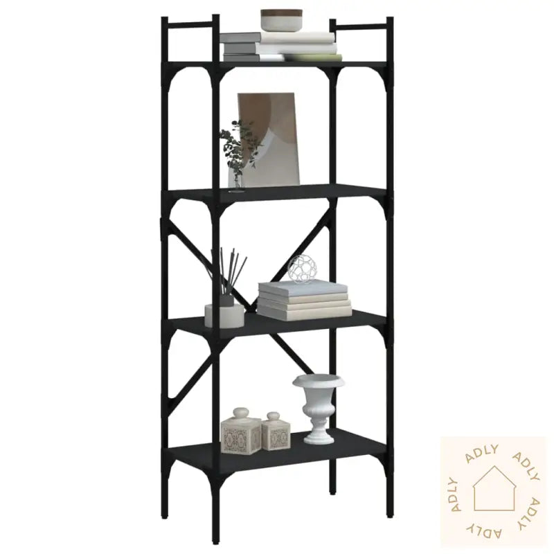 Bokhylle 4 Etasjer Svart 56X31,5X138,5 Cm Konstruert Tre