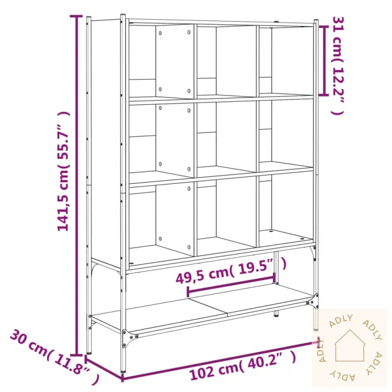 Bokhylle Røkt Eik 102X30X141,5 Cm Konstruert Tre