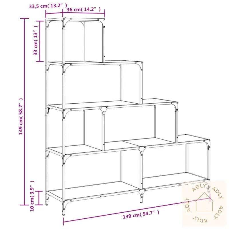 Bokhylle 4 Trinn Svart 139X33,5X149 Cm Konstruert Tre