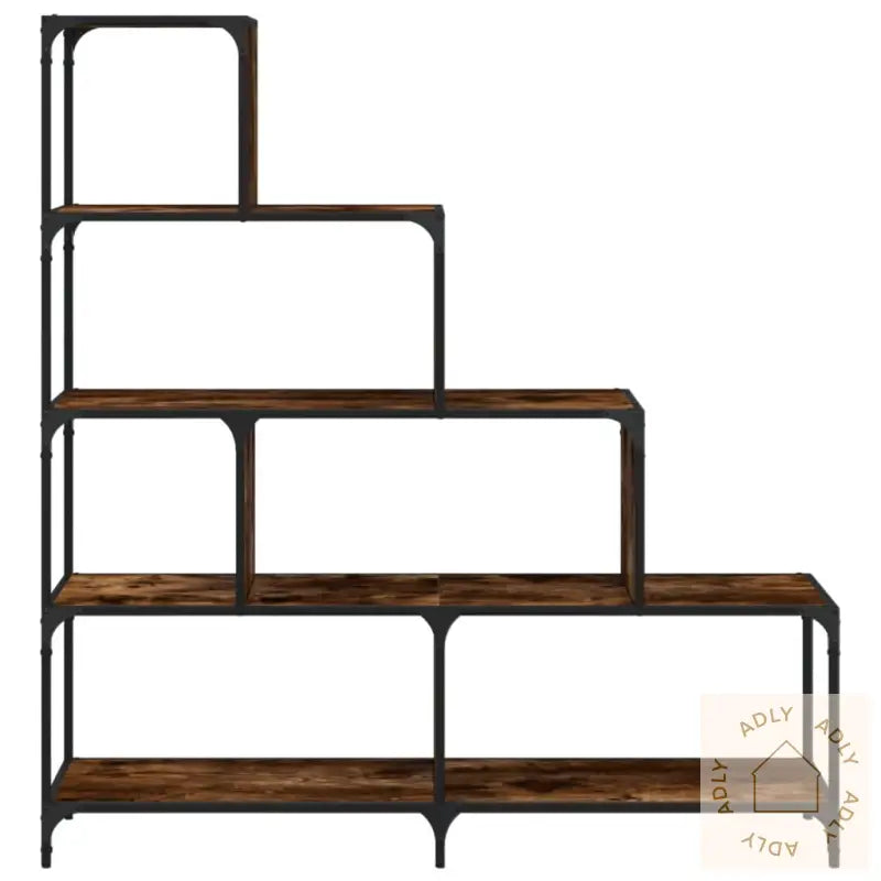 Bokhylle 4 Etasjer Røkt Eik 139X33,5X149 Cm Konstruert Tre