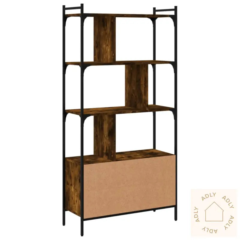 Bokhylle Med Dører Røkt Eik 76,5X30X154,5 Cm Konstruert Tre