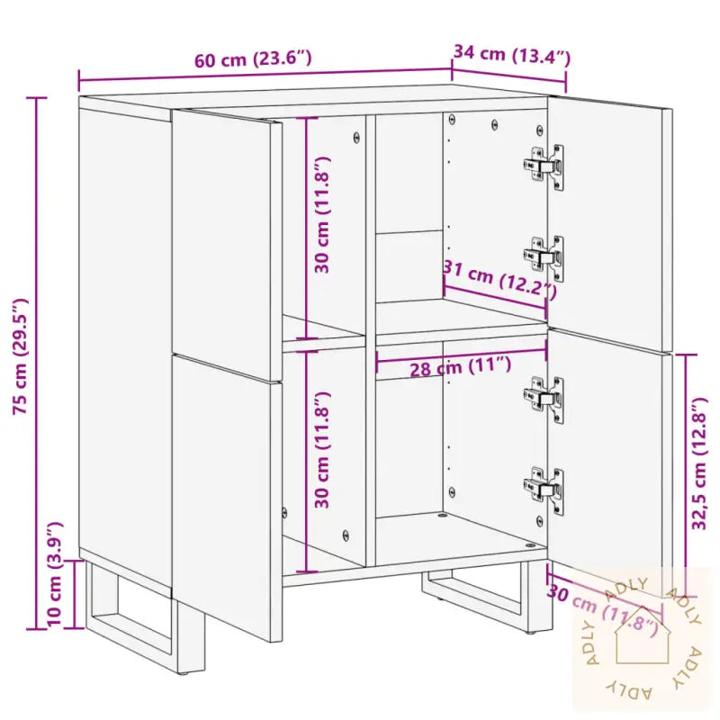 Skjenk 60X34X75 Cm Heltre Mango