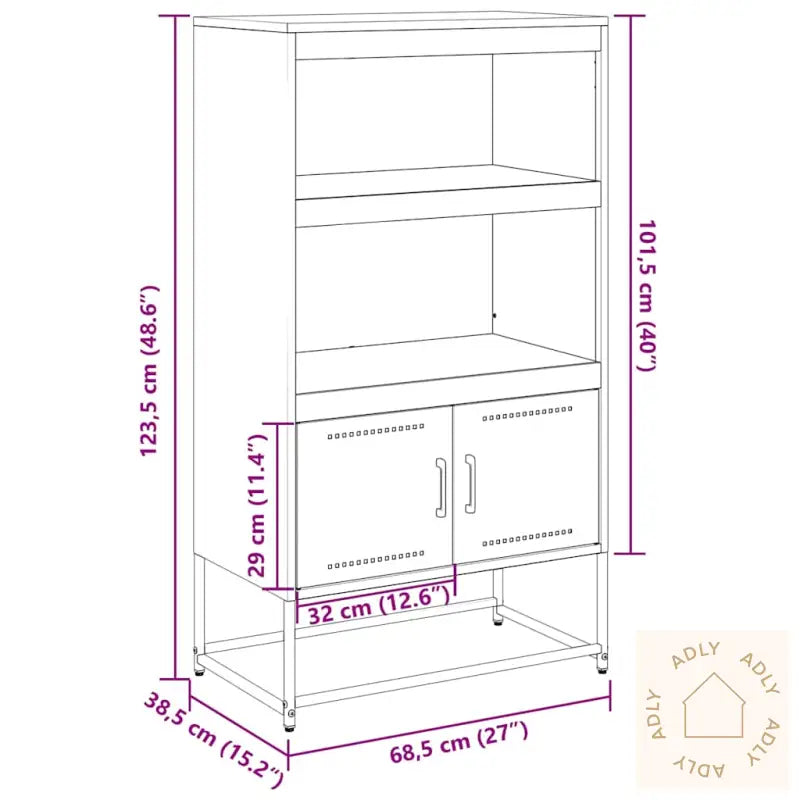 Highboard Rosa 68,5X38,5X123,5 Cm Stål