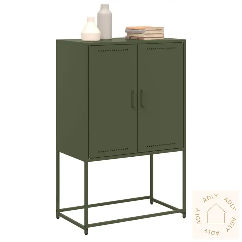 Highboard Olivengrønn 68,5X38,5X107 Cm Stål