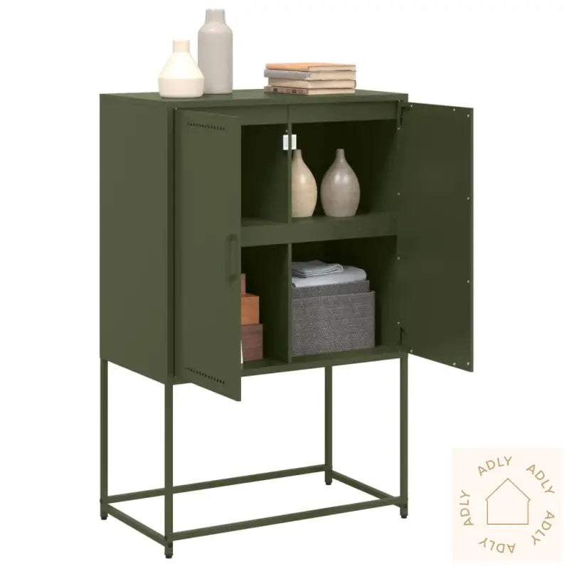 Highboard Olivengrønn 68,5X38,5X107 Cm Stål