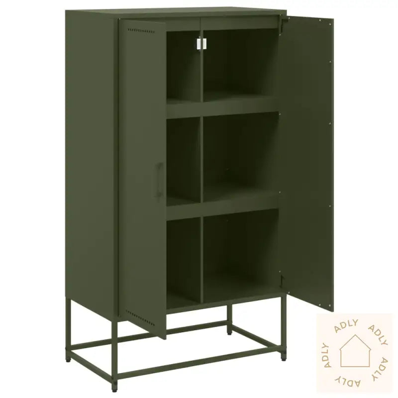 Highboard Olivengrønn 68,5X38,5X123,5 Cm Stål