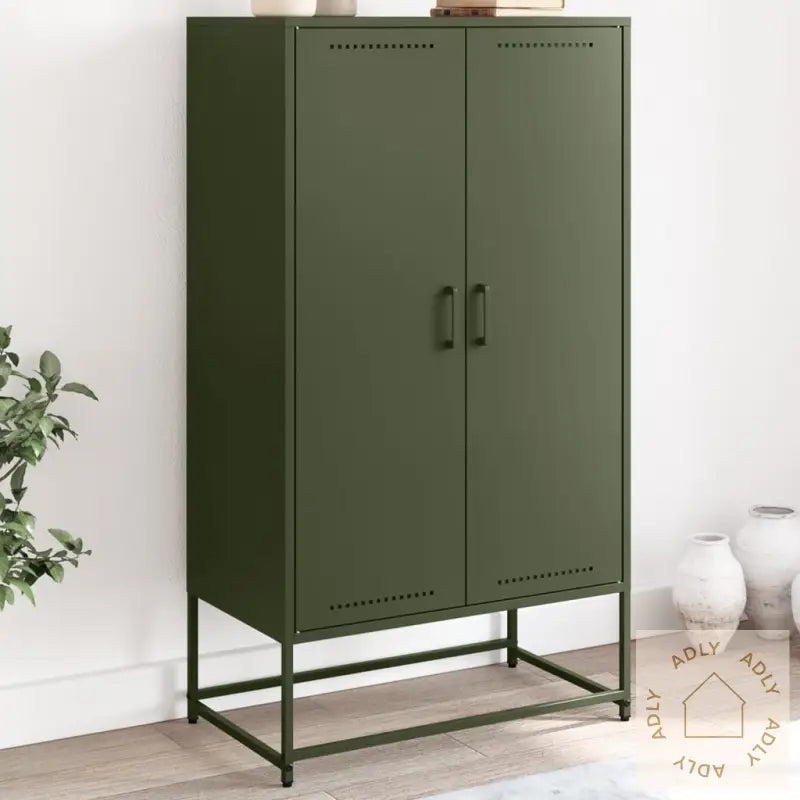 Highboard Olivengrønn 68,5X38,5X123,5 Cm Stål