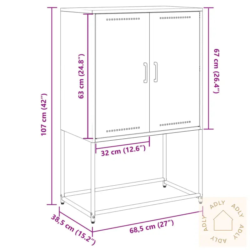 Highboard Olivengrønn 68,5X38,5X107 Cm Stål