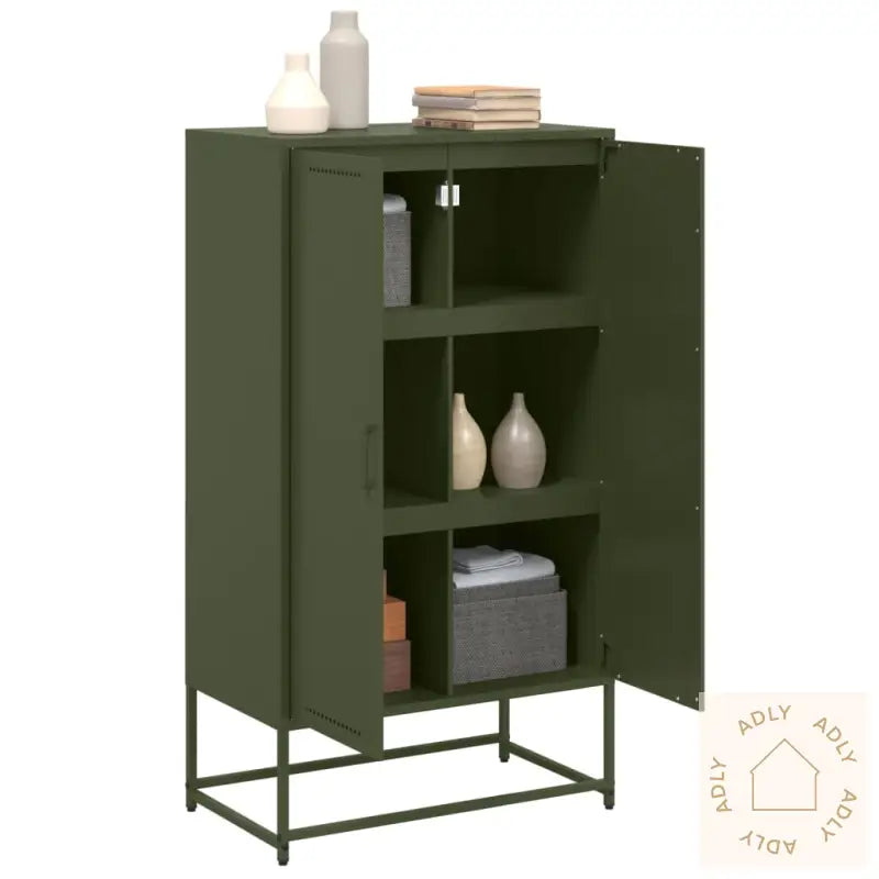 Highboard Olivengrønn 68,5X38,5X123,5 Cm Stål