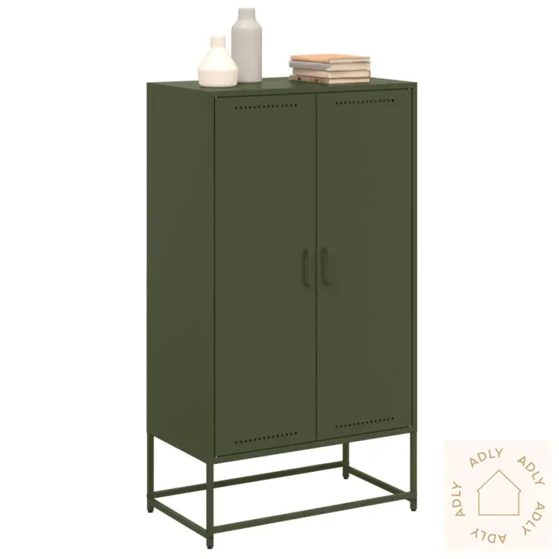 Highboard Olivengrønn 68,5X38,5X123,5 Cm Stål