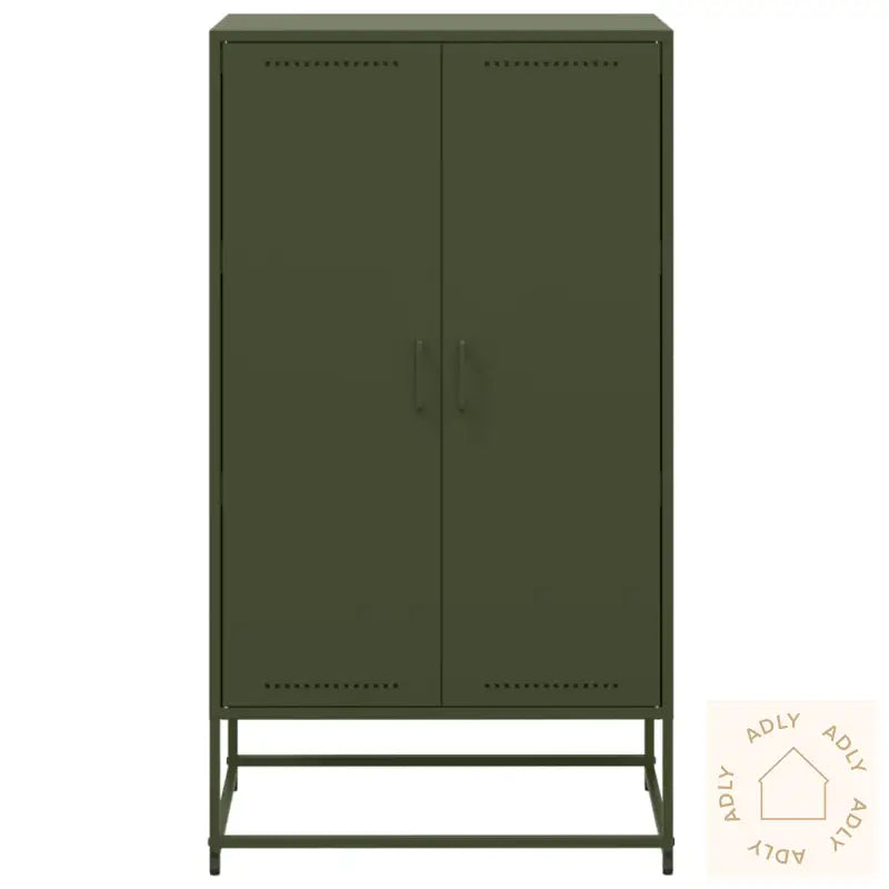 Highboard Olivengrønn 68,5X38,5X123,5 Cm Stål