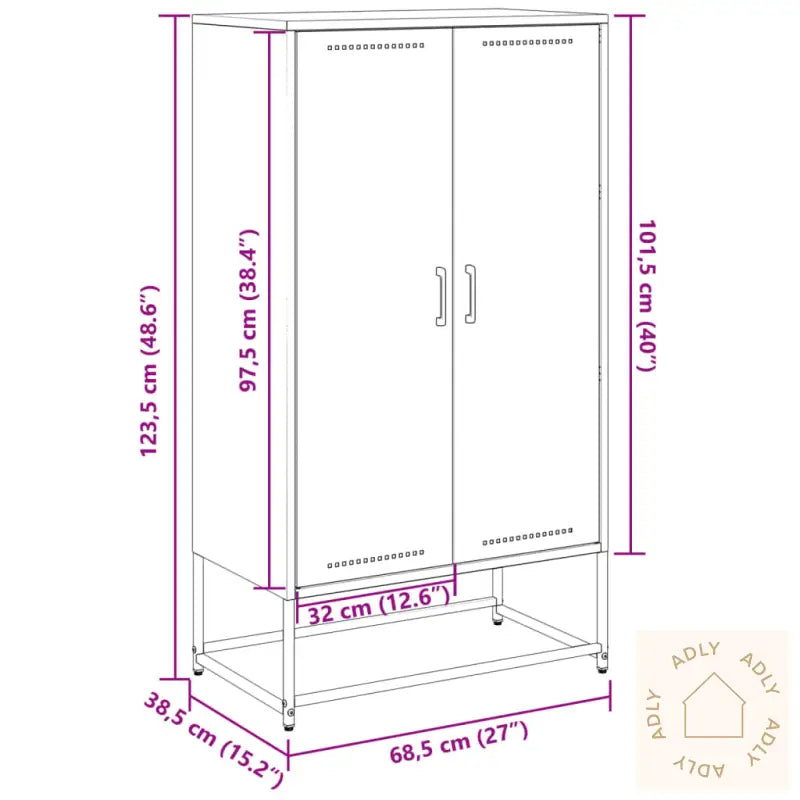 Highboard Olivengrønn 68,5X38,5X123,5 Cm Stål