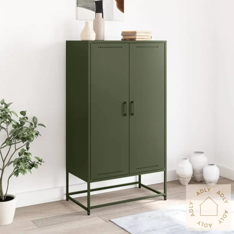 Highboard Olivengrønn 68,5X38,5X123,5 Cm Stål