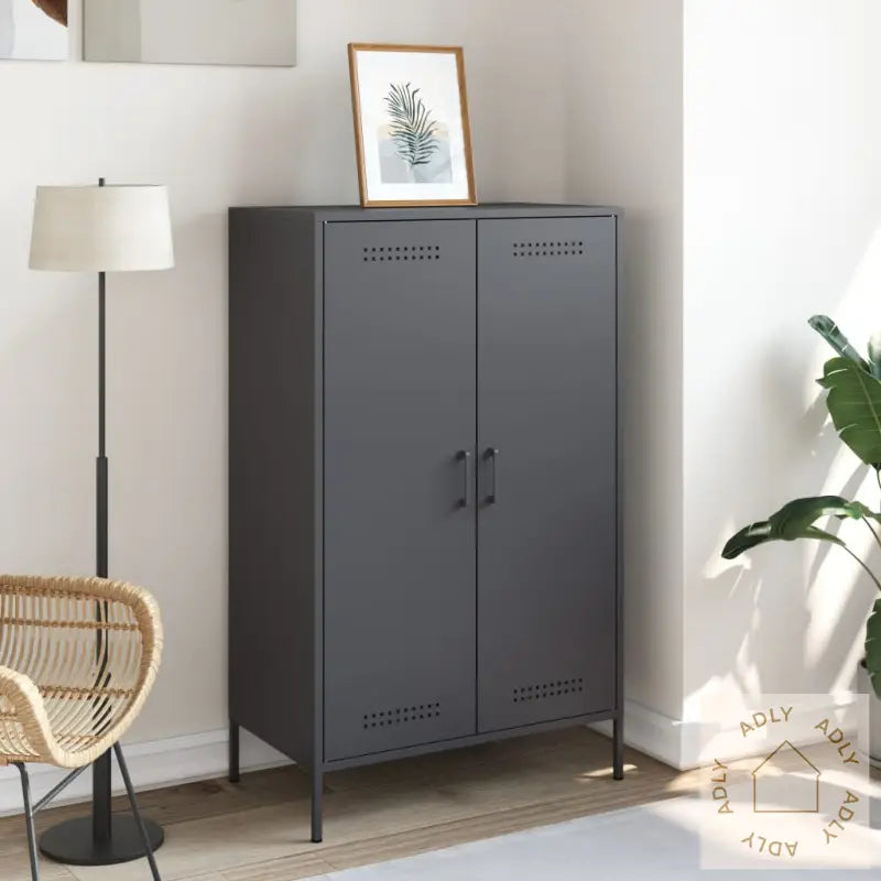 Highboard Antrasitt 68X39X113 Cm Stål