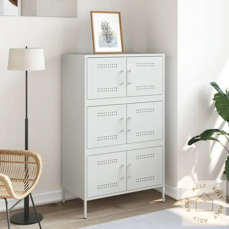 Highboard Hvit 68X39X113 Cm Stål