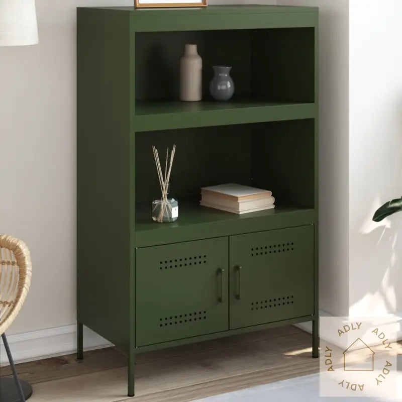 Highboard Olivengrønn 68X39X113 Cm Stål