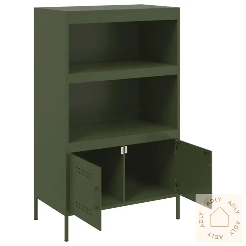 Highboard Olivengrønn 68X39X113 Cm Stål