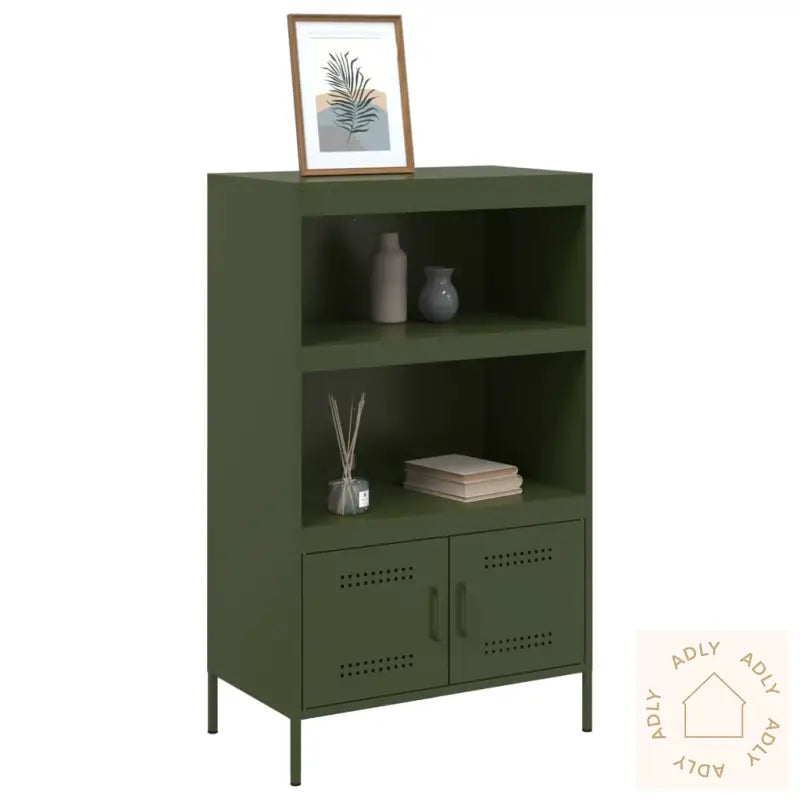 Highboard Olivengrønn 68X39X113 Cm Stål