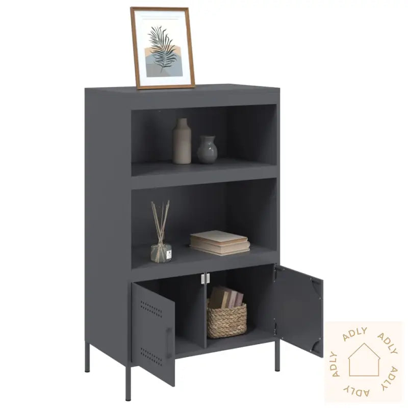 Highboard Antrasitt 68X39X113 Cm Stål