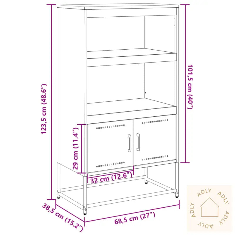 Highboard Svart 68,5X38,5X123,5 Cm Stål