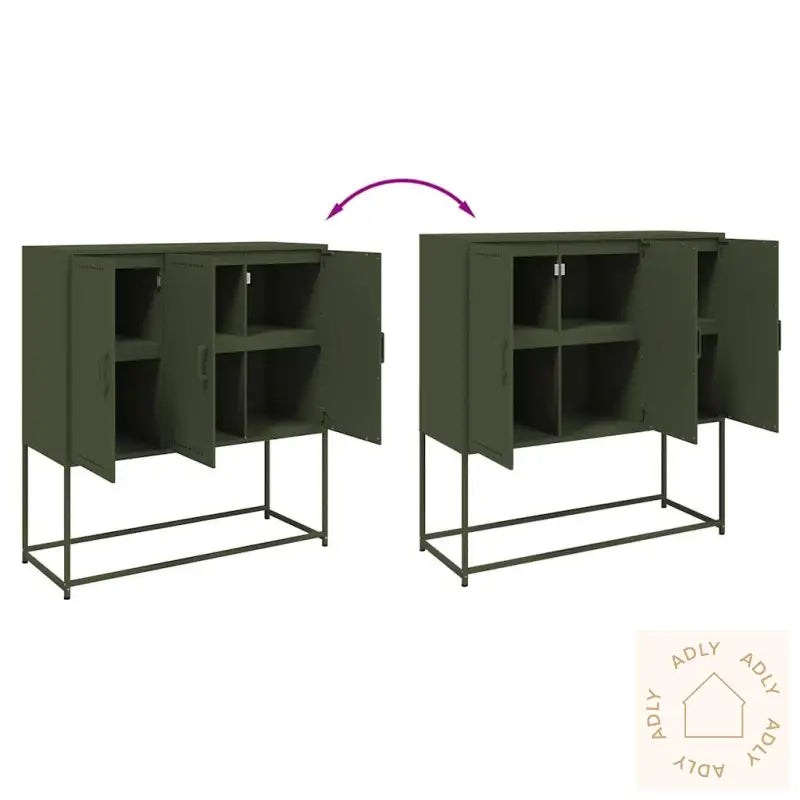 Highboard Olivengrønn 100,5X39X107 Cm Stål