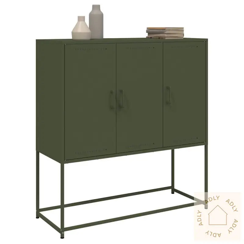 Highboard Olivengrønn 100,5X39X107 Cm Stål