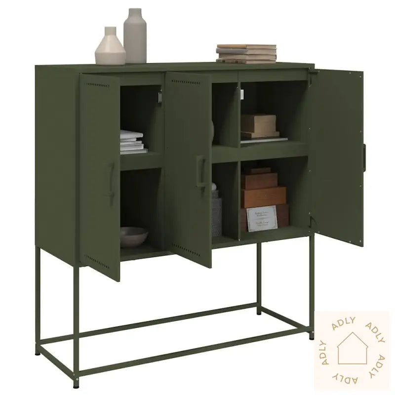 Highboard Olivengrønn 100,5X39X107 Cm Stål
