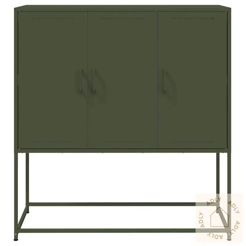 Highboard Olivengrønn 100,5X39X107 Cm Stål