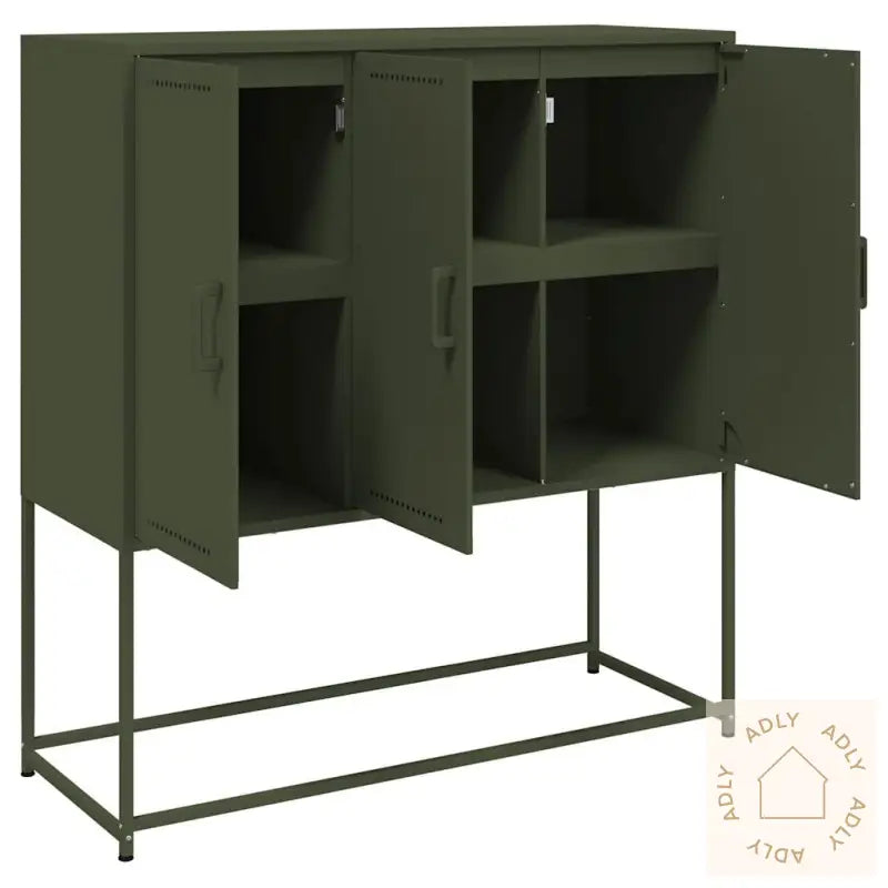 Highboard Olivengrønn 100,5X39X107 Cm Stål