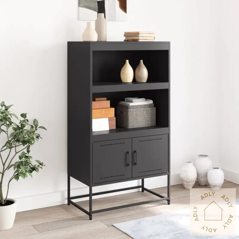 Highboard Svart 68,5X38,5X123,5 Cm Stål