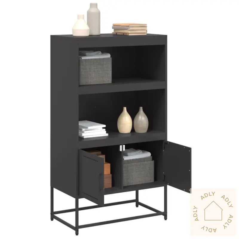 Highboard Svart 68,5X38,5X123,5 Cm Stål