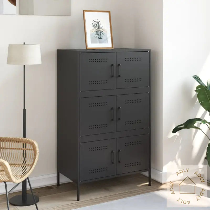 Highboard Svart 68X39X113 Cm Stål