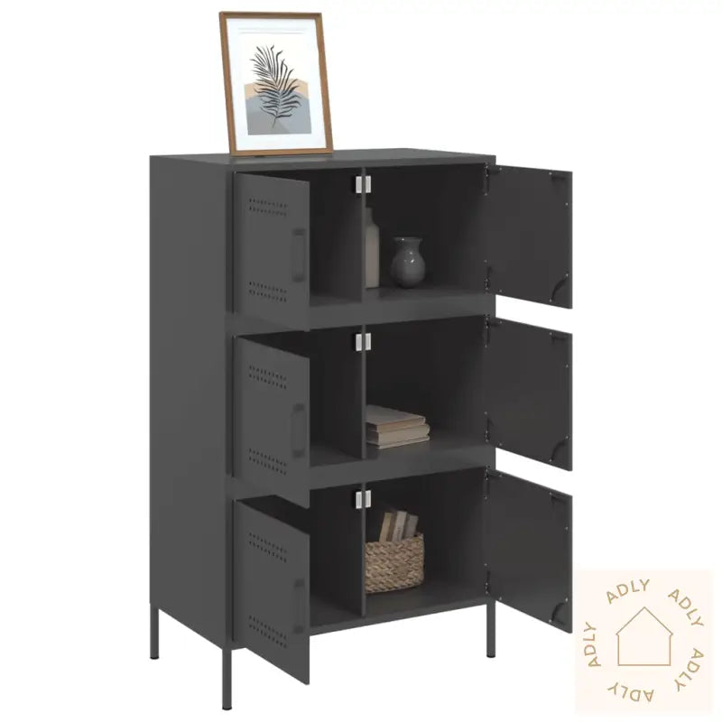 Highboard Svart 68X39X113 Cm Stål