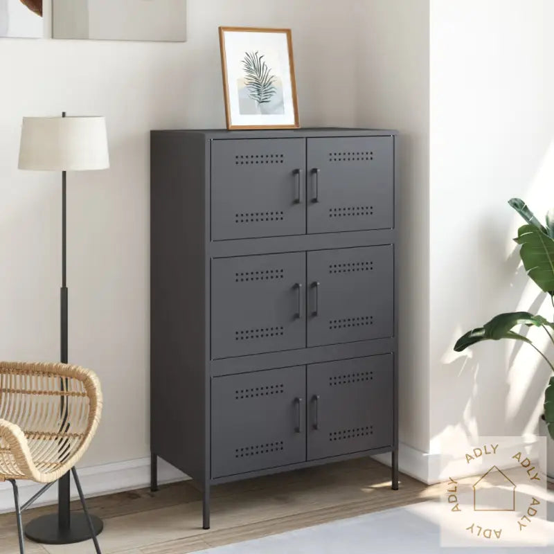 Highboard Antrasitt 68X39X113 Cm Stål