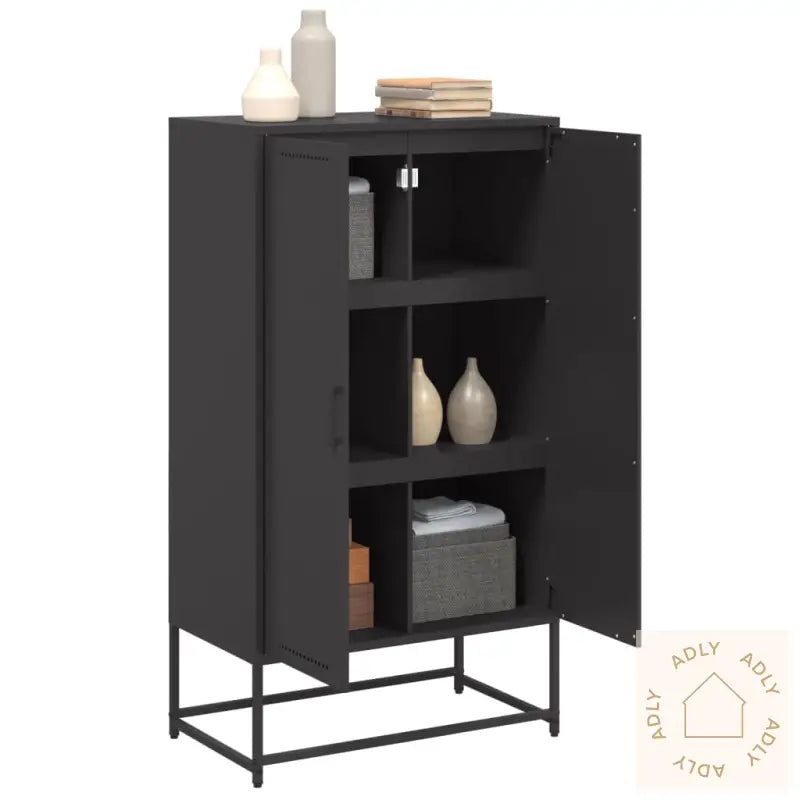 Highboard Svart 68,5X38,5X123,5 Cm Stål