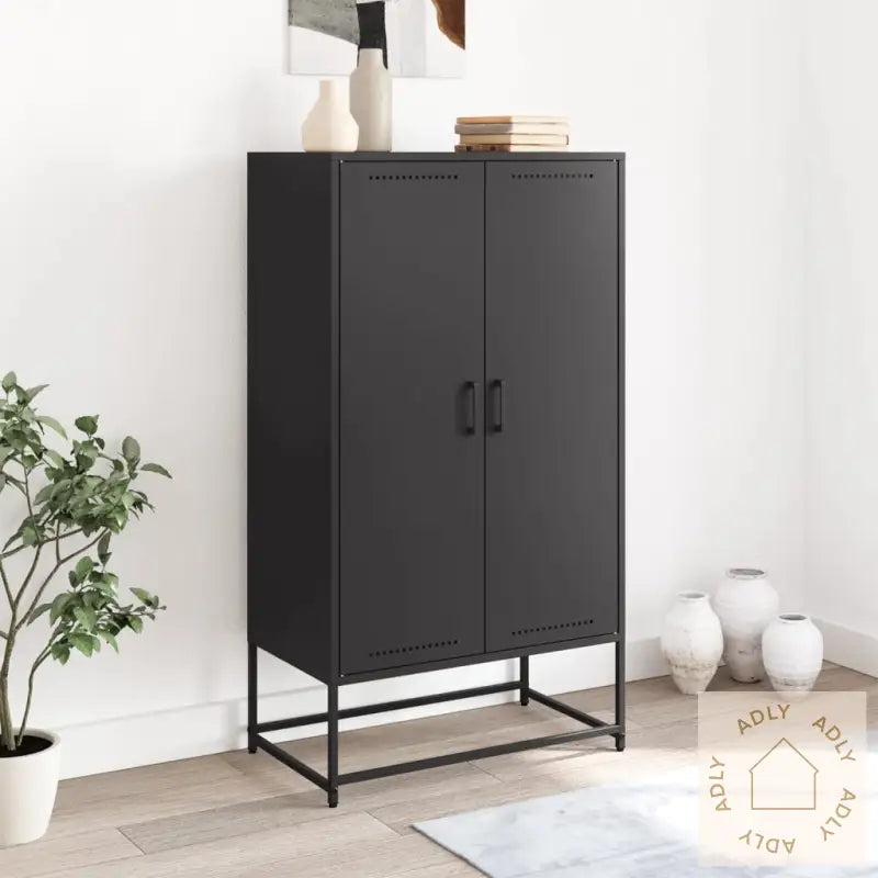 Highboard Svart 68,5X38,5X123,5 Cm Stål