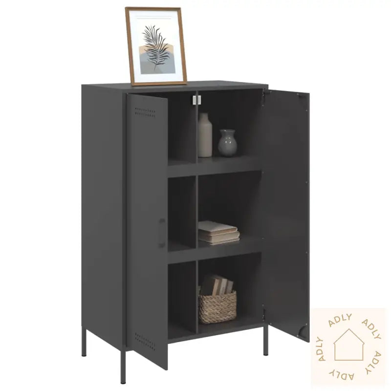 Highboard Svart 68X39X113 Cm Stål