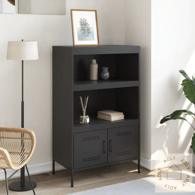 Highboard Svart 68X39X113 Cm Stål