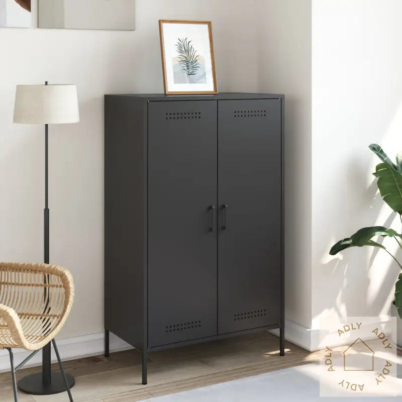 Highboard Svart 68X39X113 Cm Stål