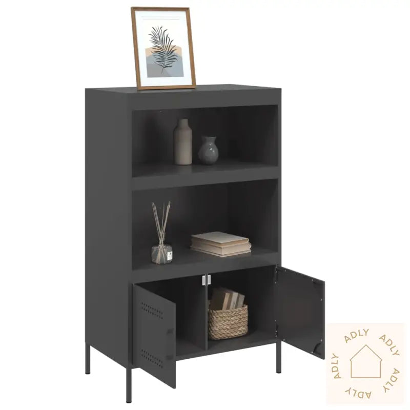 Highboard Svart 68X39X113 Cm Stål