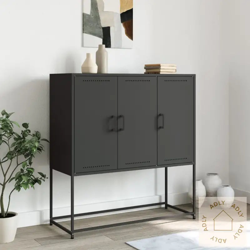 Highboard Svart 100,5X39X107 Cm Stål