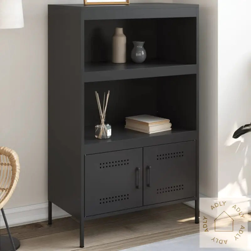 Highboard Svart 68X39X113 Cm Stål
