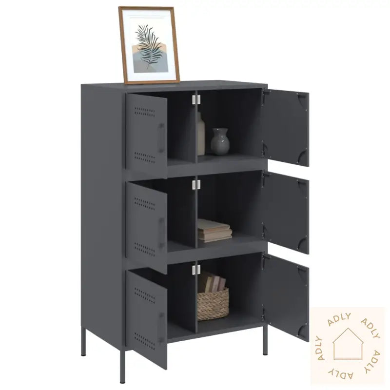 Highboard Antrasitt 68X39X113 Cm Stål