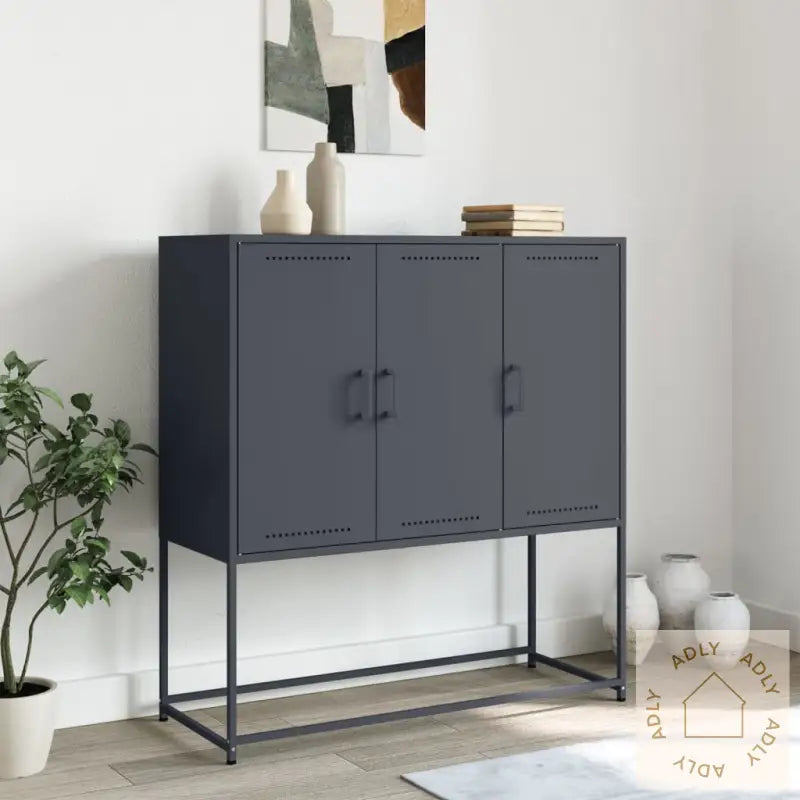 Highboard Antrasitt 100,5X39X107 Cm Stål